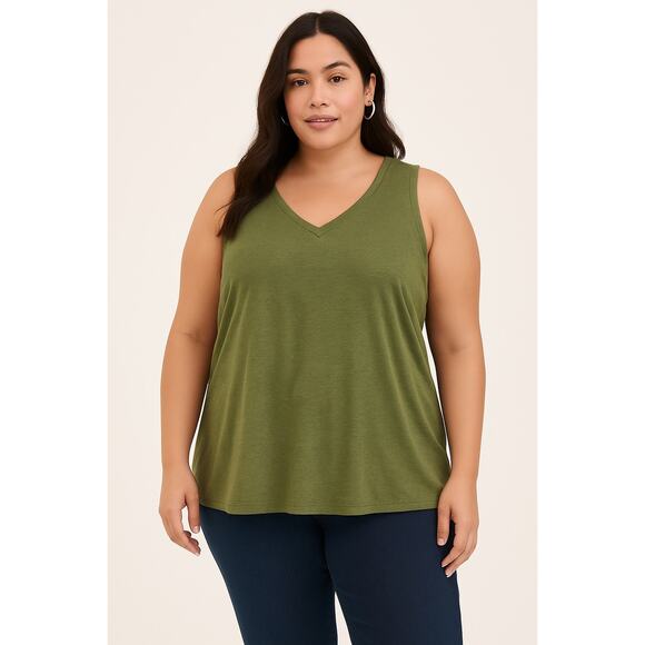 Torrid Women’s Plus Classic Fit Olive Green V-Neck Sleeveless Tank Top Size 3X - Picture 1 of 10
